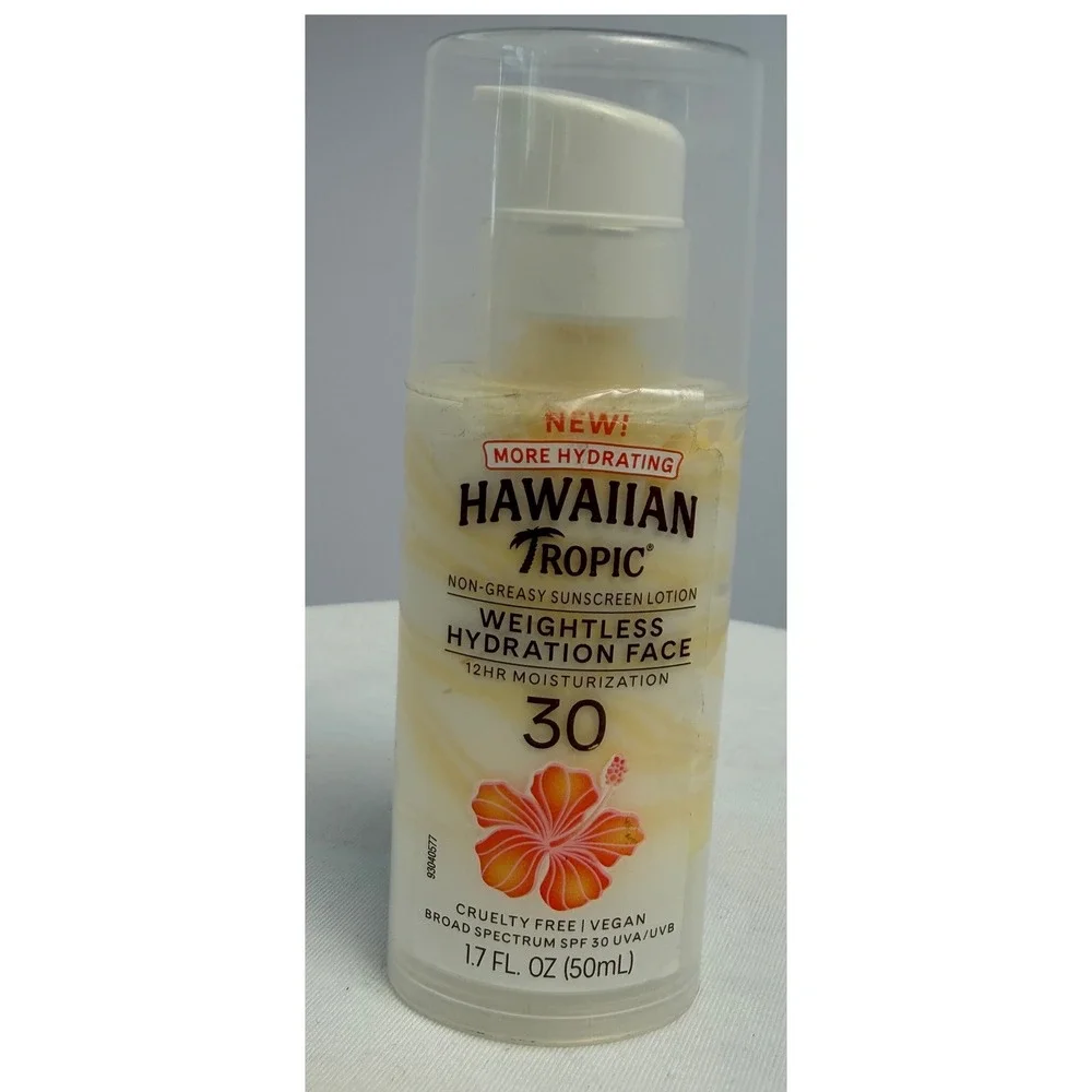Hawaiian Tropic Weightless Hydration Face Sunscreen Lotion SPF 30 1.7oz New‎